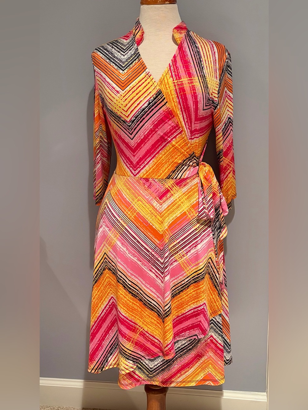 Vibrant Chevron Wrap Dress